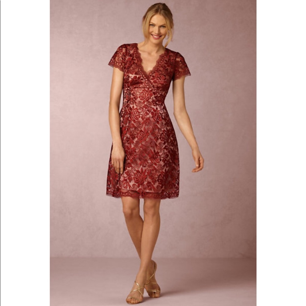 BHLDN Hitherto Anthropologie Wine Lace Dress SZ 12